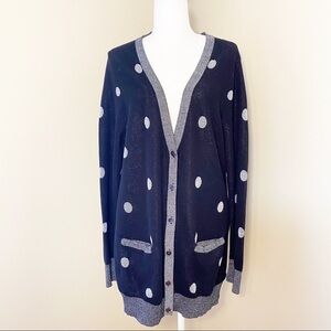 Crown & Ivy Metallic Polka Dot Black Cardigan - 2X